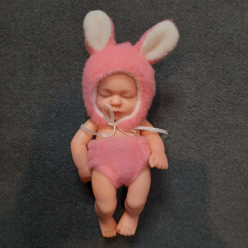 عروسک سیلیکونی وینیل واقعی ۱۹ سانتی با لباس صورتی رنگ خرگوشی
