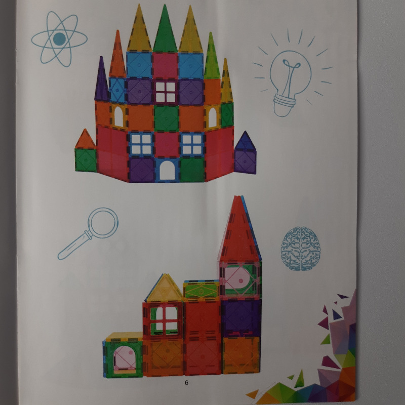 بلوک‌های ساختمانی کاشی‌های مغناطیسی، اسباب‌بازی‌های آهن‌ربایی برای کودکان، اسباب‌بازی‌های آموزشی مورد تأیید STEM، پازل‌های آهن‌ربایی سه‌بعدی بلوک‌های انباشته برای دختران پسر، مگنت تایل،ست کلاسیک ۶4 عددی Image