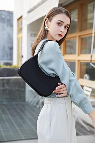 کیف‌های شانه‌ای زنانه CYHTWSDJ، کیف دستی مینی کلاچ مدل Hobo Tote با زیپ بسته Image