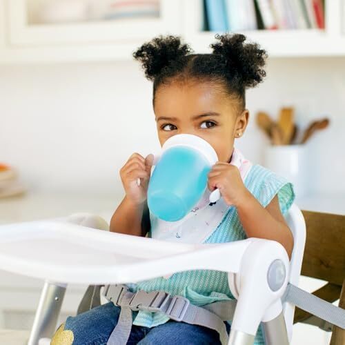 لیوان آموزشی ۳۶۰ درجه مانچکین، لیوان ضد نشت و بدون نشتی با دسته برای نوزادان و کودکان، ظرفیت ۷ اونس، مناسب برای ۶ ماه به بالا، آبی Image