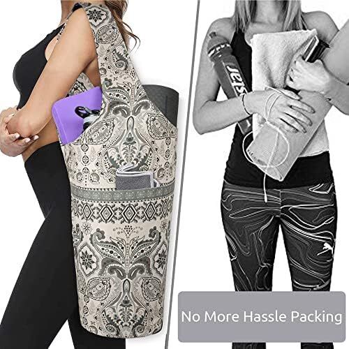 کیف مت یوگا چاپ شده مد روز با جیب کناری بزرگ و جیب زیپ دار کیف یوگا بلند و مناسب تشک های بزرگ - دارای لوازم جانبی یوگا بیشتر Image