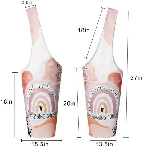 کیف مت یوگا چاپ شده مد روز با جیب کناری بزرگ و جیب زیپ دار کیف یوگا بلند و مناسب تشک های بزرگ - دارای لوازم جانبی یوگا بیشتر Image