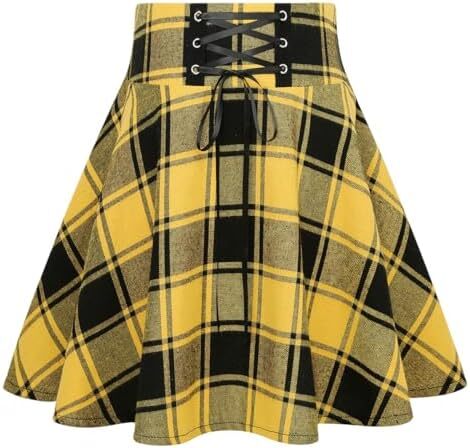 دامن های کوتاه چهارخانه گوتیک IDEALSANXUN برای دامن های چهارخانه کمر بلند زنانه Image