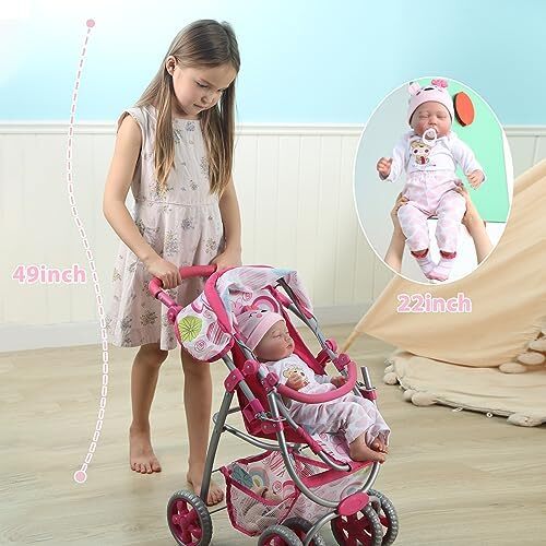 عروسک نوزاد دختر کیدورا، 60 سانتی‌متر بدن نرم و سنگین، عروسک خواب دست‌ساز و زیبا Image