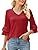 TFSDOD زنانه یقه V یقه 3/4 تاپ آستین زنگ دار یقه یقه دار پیراهن آستین دار یقه دار بلوزهای گشاد تابستانی تابستانی Thumbnail