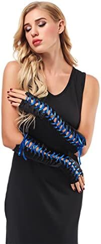 دستکش زنانه بدون انگشت JISEN با آرنج بند استیمپانک گرم کننده بازو Image