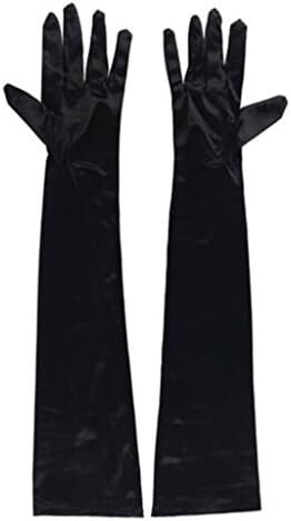 دستکش 21 اینچی برای مهمانی عصرانه زنانه DreamHigh دستکش ساتن بلند مشکی/سفید Image