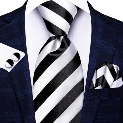 ست کراوات مردانه کراوات 63 اینچی با کراوات بسیار بلند سوقره جیبی بافتنی Image