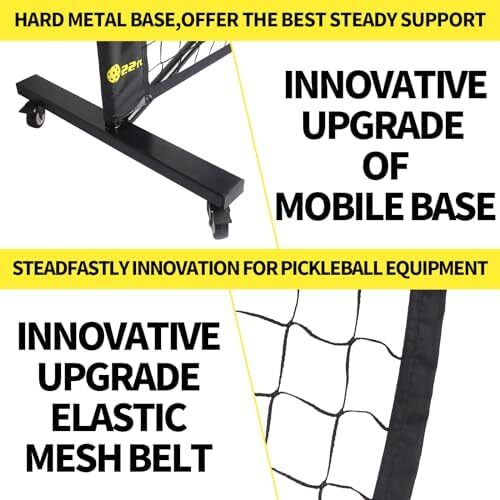 شبکه پیکلبال سنگین لوکس متحرک SZSFSYYX با چرخ، اندازه تنظیم 22 FT شامل کیف حمل، پایه فلزی محکم و شبکه های پلی اتیلن ارتقا یافته، کاملا صاف، مناسب برای فضای باز داخلی Image