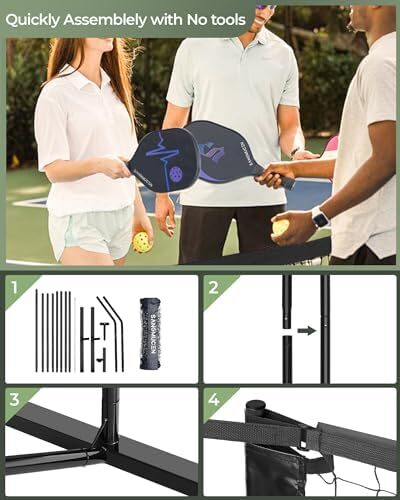 توری پیکلبال SANGMUCEN، ست توری پیکلبال با سایز تنظیمی 22 FT و شبکه نیمه زمین 11 FT، توری قابل حمل Pickleball برای زمین درایو، قاب فلزی مقاوم در برابر آب و هوا، توری پلی اتیلن قوی Image