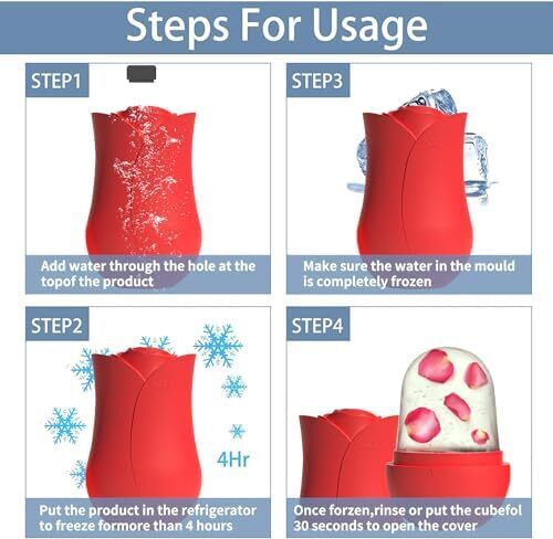 غلتک یخ Nnewvante برای صورت - ماساژ زیبایی صورت، مکعب درخشان برای مراقبت از پوست، کاهش چین و چروک دور چشم و پف آکنه (RED02) Image