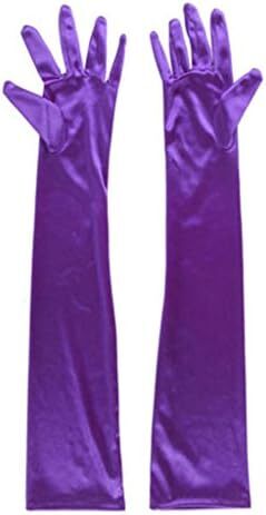 دستکش 21 اینچی برای مهمانی عصرانه زنانه DreamHigh دستکش ساتن بلند مشکی/سفید Image