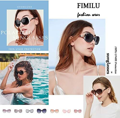 عینک آفتابی زنانه FIMILU عینک آفتابی پلاریزه مد روز عینک آفتابی بزرگ عینک آفتابی زنانه محافظ UV Image