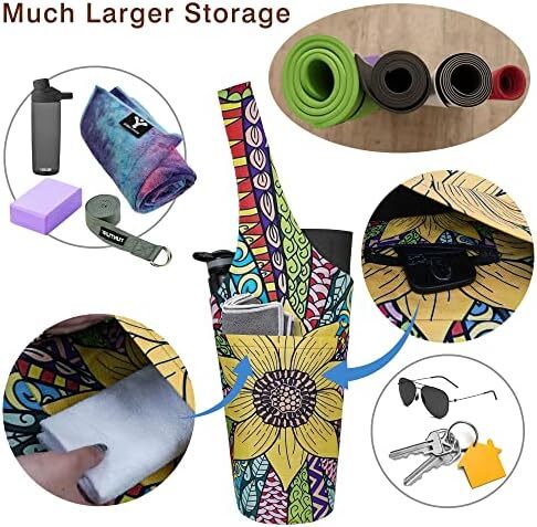 کیف مت یوگا چاپ شده مد روز با جیب کناری بزرگ و جیب زیپ دار کیف یوگا بلند و مناسب تشک های بزرگ - دارای لوازم جانبی یوگا بیشتر Image