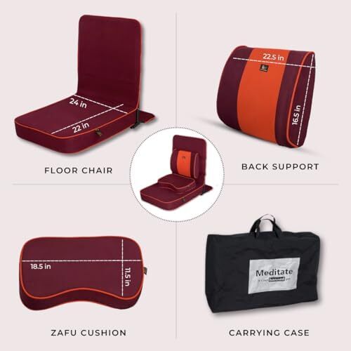 FOM (دوستان مدیتیشن) ® صندلی مدیتیشن بودا آرامش‌بخش بسیار بزرگ. صندلی کف / صندلی یوگا / صندلی مدیتیشن با تکیه گاه پشتی و کوسن مدیتیشن / صندلی مدیتیشن Image