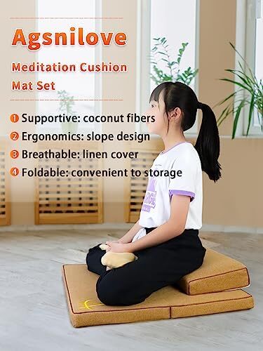 ست تشک مدیتیشن Agsnilove تشک یوگا ضخیم بزرگ بالش کف صندلی برای بزرگسالان لوازم جانبی مدیتیشن Image