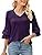 TFSDOD زنانه یقه V یقه 3/4 تاپ آستین زنگ دار یقه یقه دار پیراهن آستین دار یقه دار بلوزهای گشاد تابستانی تابستانی Thumbnail