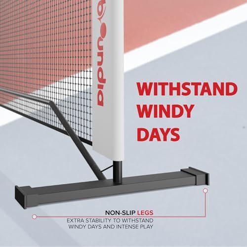 REBOUNDIA Pickleball Net قابل حمل در فضای باز، سیستم توری توپ ترشی با سایز رسمی 22 فوتی با کیف حمل و پاداش تمرین انفرادی Rebounder Image