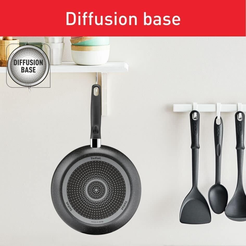 ست ظروف پخت TEFAL | ست پخت ۷ تکه سنگی تیره | نچسب | قابلمه‌ها ۲۲/۲۴ سانتی‌متر + درب‌ها | ماهیتابه ۱۶ سانتی‌متر | تابه سرخ‌کردنی ۲۴ سانتی‌متر | آلومینیوم | ۲ سال گارانتی | B491S785 Image