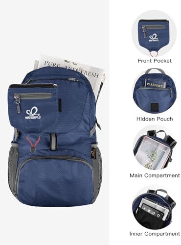 کوله پشتی کوچک تاشو فوق سبک WATERFLY: 20 لیتری کوله پشتی کوهنوردی با قابلیت بسته بندی سبک وزن کوله پشتی کوهنوردی در فضای باز کوله پشتی ورزشی در فضای باز کوله پشتی مسافرتی زنانه مردانه Image