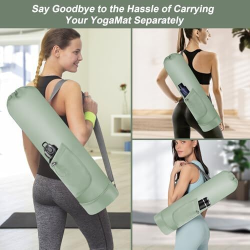 کیسه تشک یوگا گردنفتات با بطری آب، جا متحرک یوگا با بند کامل با بند قابل تنظیم نگهدارنده تشک یوگا با کیسه های یوگا ضد آب جیبی برای زنان مردانه Image