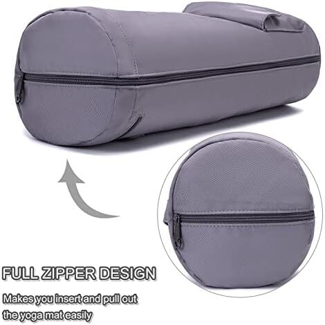 کیسه تشک یوگا AROME، کیسه حمل حصیر ضد آب کیسه یوگا برای ورزش زنان، کیف یوگا با زیپ کامل با 2 جیب چند منظوره برای 1/4 اینچ 1/3 اینچ 2/5 اینچ ضخیم تشک یوگا Image