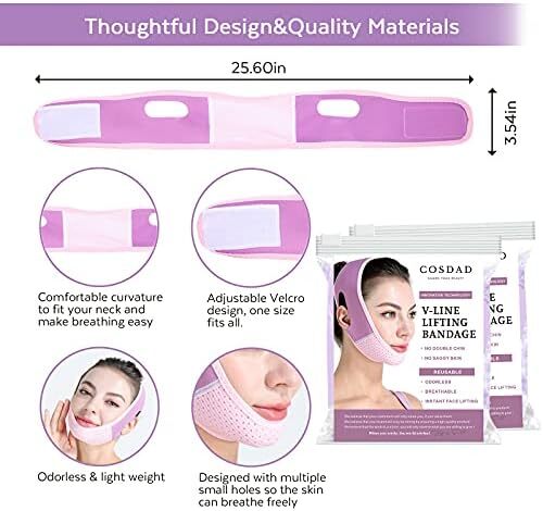 بند کاهش چانه دوگانه قابل استفاده مجدد، بند صورت باریک کننده، شیکر صورت برای زنان، ماسک لیفتینگ V شکل تنفسی و راحت، فناوری لیفتینگ نوآورانه، یک سایز برای همه Image