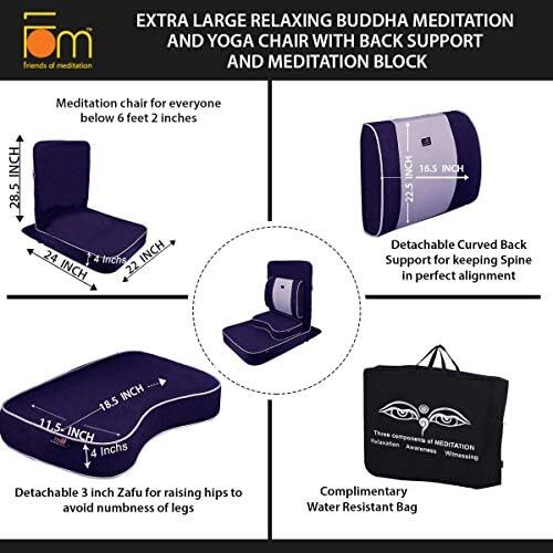 FOM (دوستان مدیتیشن) ® صندلی مدیتیشن بودا آرامش‌بخش بسیار بزرگ. صندلی کف / صندلی یوگا / صندلی مدیتیشن با تکیه گاه پشتی و کوسن مدیتیشن / صندلی مدیتیشن Image