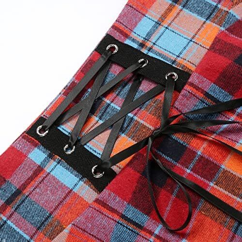 دامن های کوتاه چهارخانه گوتیک IDEALSANXUN برای دامن های چهارخانه کمر بلند زنانه Image