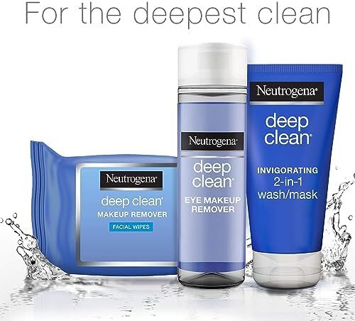 پاک کننده آرایش Neutrogena، دستمال مرطوب صورت، تمیز کردن عمیق، بسته 25 دستمال مرطوب Image