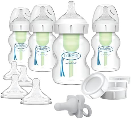 بطری‌های شیر دهی دکتر براون، مجموعه تغذیه از سینه به بطری با گردن عریض Image