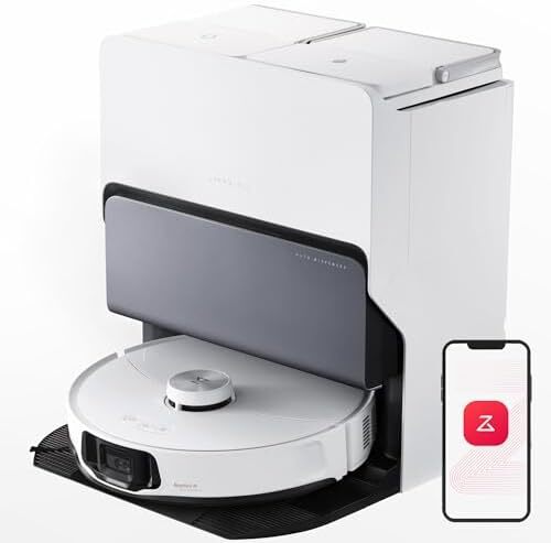 جاروبرقی رباتیک و تی سونیک roborock S8 MaxV Ultra، مکش 10000 پاسکال، تمیزکاری عمیق، خشک‌کن خودکار با هوای گرم، تخلیه و پر کردن خودکار، اجتناب از موانع
