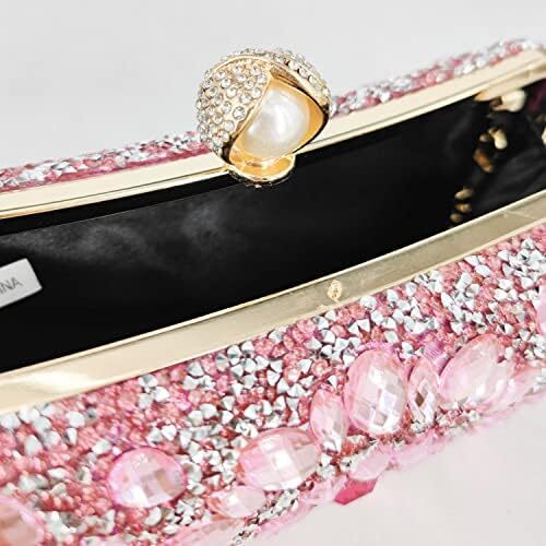 کیف پول‌های Clutch کریستالی Boutique De FGG برای کیف‌های شب زنانه کیف بدلیجات جشن عروسی Image