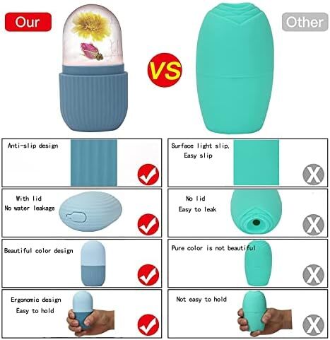 غلتک یخ نیووانت برای صورت - ماساژ زیبایی صورت، مکعب درخشان برای مراقبت از پوست، کاهش چین و چروک دور چشم و پف آکنه (آبی) Image