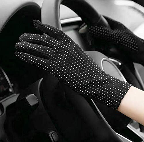 دستکش ضد لغزش رانندگی با صفحه لمسی پنبه ای محافظ UV زنانه در فضای باز Image
