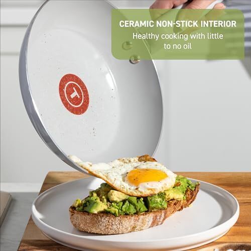 Tefal Ceramic Refresh, Ceramic Nonstick Cookware Set 12 Piece, Oven Broiler Safe 350F, Cookware, Kitchen Cooking Set w/Fry Pans, Saucepans, & Kitchen Utensils, Pots, Pans, Mint Green Image