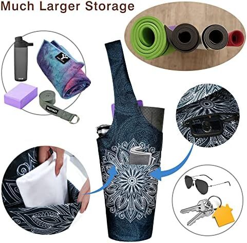 کیف مت یوگا چاپ شده مد روز با جیب کناری بزرگ و جیب زیپ دار کیف یوگا بلند و مناسب تشک های بزرگ - دارای لوازم جانبی یوگا بیشتر Image
