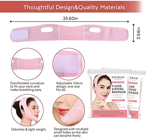 بند چانه دوگانه قابل استفاده مجدد - ماسک لیفتینگ V شکل برای زنان، با فناوری لیفتینگ نوآورانه، تنفس‌پذیر و راحت، مناسب برای همه Image