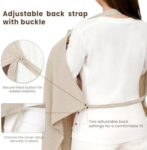 پوشش شیردهی کنسی موسلین برای شیردهی نوزاد، پوشش شیردهی ۱۰۰٪ پنبه‌ای با حلقه سخت برای پیشبند مادر، گندم تابستانی (BRJ07) Image