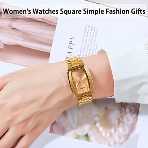 ساعت SKMEI برای زنانه زنانه زنانه ساده لوکس ضد زنگ مربعی مدل لباس ضد آب کوارتز آنالوگ کوچک و باریک لباس گاه به گاه همسر هدیه دخترانه ساعت مچی طلا Image
