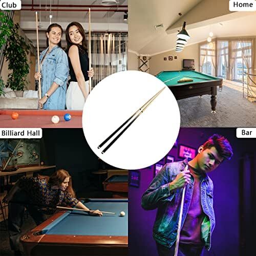 استیک کیو بیلیارد 2 تکه چوب بیلیارد با نوک 13 میلی‌متری هیتر سنگین جامپ بریک کیو چوبی سبک قابل حمل چوبی بادوام چوبی بیلیارد نقاشی شده برای خانه بار کلاب بریک جامپ مردانه زنان Image