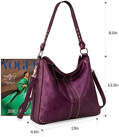 کیف دستی زنانه مونتانا West Hobo کیف های بزرگ و کیف های دستی با گل میخ و بند کراس بادی Image