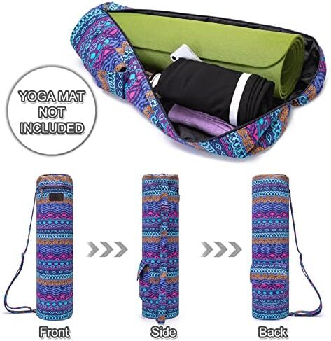 کیسه تشک یوگا AROME، کیسه حمل حصیر ضد آب کیسه یوگا برای ورزش زنان، کیف یوگا با زیپ کامل با 2 جیب چند منظوره برای 1/4 اینچ 1/3 اینچ 2/5 اینچ ضخیم تشک یوگا Image