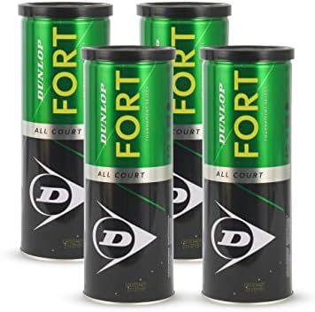 توپ تنیس دانلوپ فورت (جنس: لاستیک، رنگ: سبز) اندازه استاندارد (4 قوطی | 12 توپ (3 توپ / قوطی)