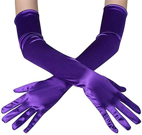 دستکش 21 اینچی برای مهمانی عصرانه زنانه DreamHigh دستکش ساتن بلند مشکی/سفید Image