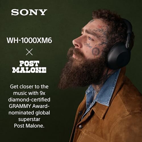 هدفون بی‌سیم سونی WH-1000XM6 با بهترین کیفیت حذف نویز، پردازنده NC HD QN3، 12 میکروفون، بهینه‌ساز NC تطبیقی، طراحی شده توسط مهندسان، کیفیت استودیو، باتری 30 ساعته، نقره‌ای