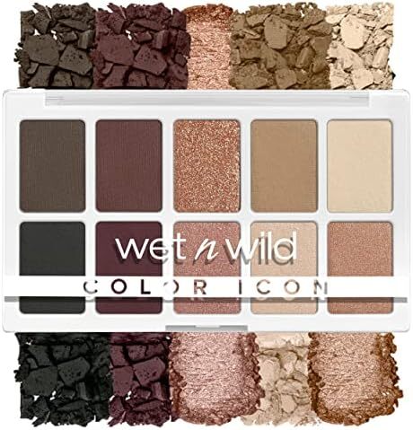 Wet 'N' Wild، پالت 10 پانل نماد رنگ، پالت سایه چشم، 10 رنگ غنی از رنگدانه برای آرایش روزمره، فرمول طولانی مدت و ترکیب آسان، بیداری برهنه