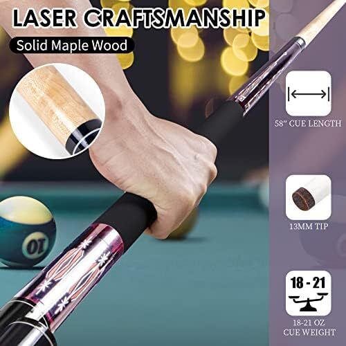 مجموعه چوب استخری Kmise از 1 چوب بیلیارد حرفه ای استخر - الگوی جوهر جاسازی شده 18،19،20 اوز استیک-ساخته شده از کامپوزیت فایبرگلاس گرافیت Image