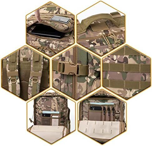 QT&QY 45L Military Tactical Backpacks Molle Army Assault Pack 3 Day Bug Out Survival Bag Hiking Treeking Rucksack Image