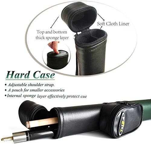 تای با کیوس 2 تکه چوب استخر + قاب سخت، نوک 13 میلی‌متری، 58 اینچ چوب بیلیارد حرفه‌ای افرا کانادایی چوب بیلیارد 18،19،20،21،22 چوب استخر (قابل انتخاب) - آبی، مشکی، قرمز، خاکستری ، سبز Image